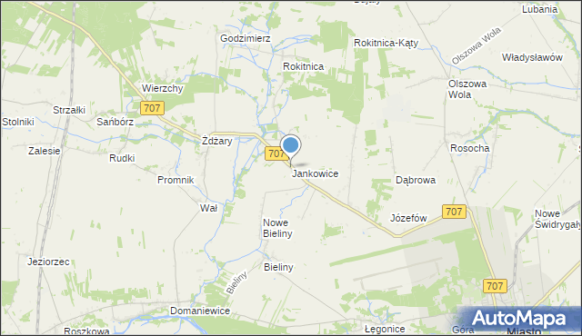 mapa Jankowice, Jankowice gmina Nowe Miasto nad Pilicą na mapie Targeo